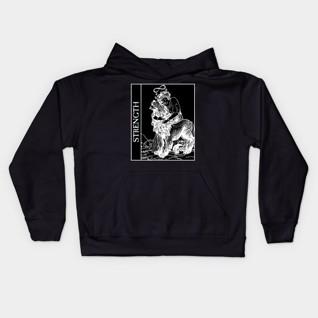 Strength Tarot Card Kids Hoodie by AbundanceSeed